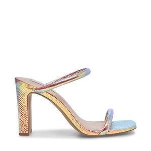 Pink iridescent mules!
